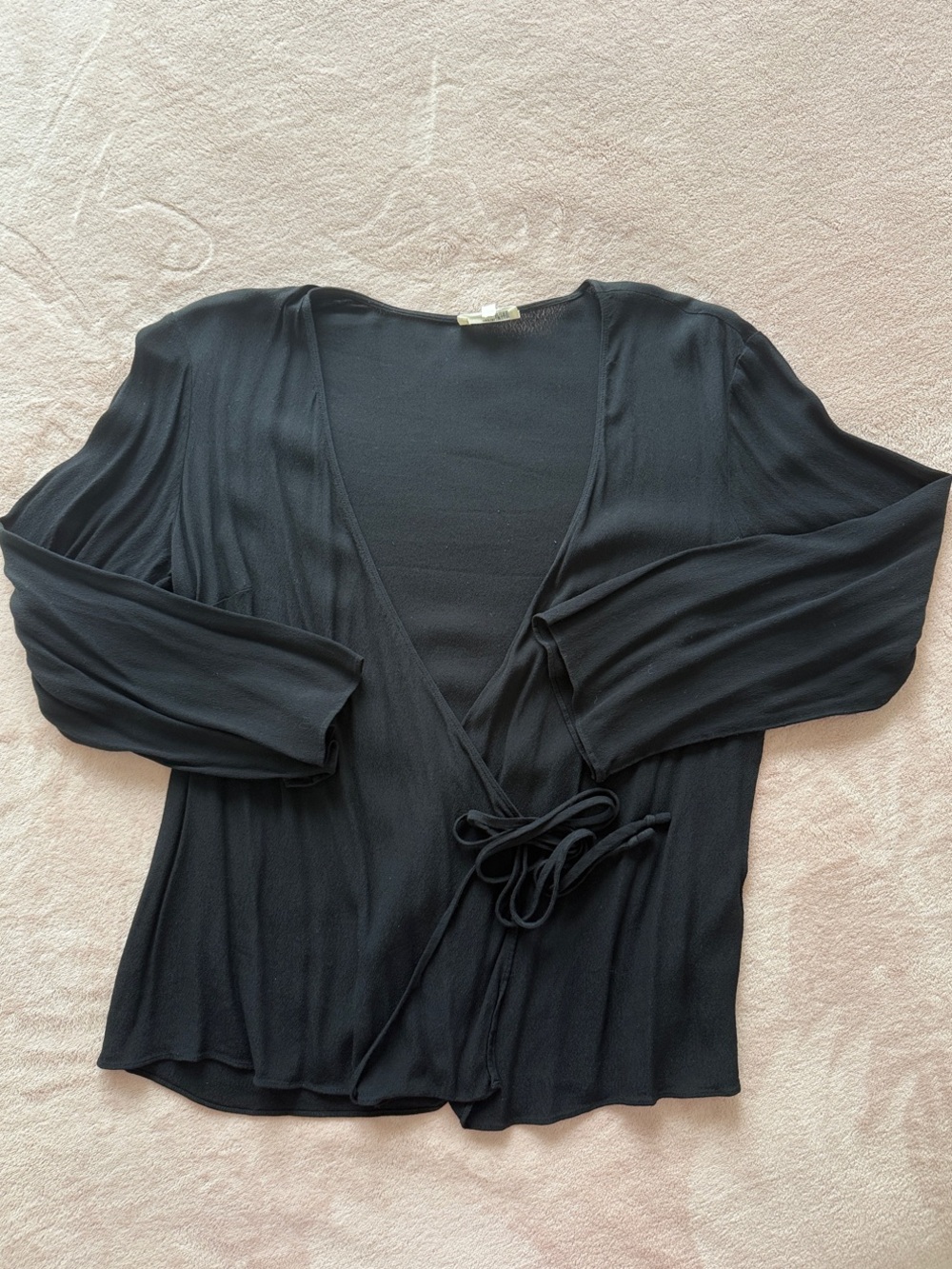 Aritzia Black Wrap Tie-Front Top